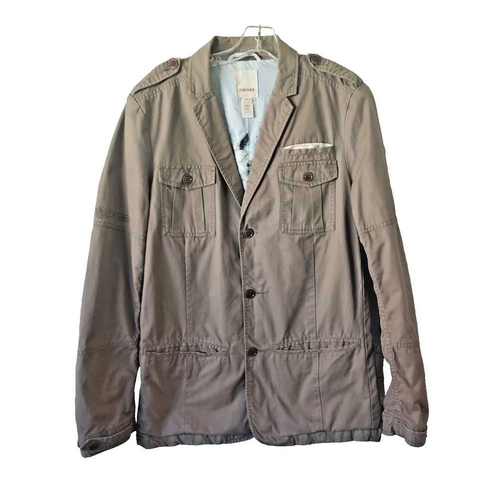 Diesel Women's Safari Military Green Jacket Size Large Chest Flap Pockets‎